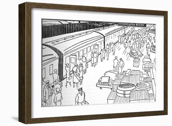 An Illusttration of a 1930S Railway Station, 1937-null-Framed Giclee Print