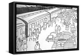 An Illusttration of a 1930S Railway Station, 1937-null-Framed Stretched Canvas