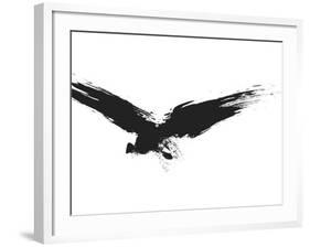 An Image Of A Grunge Black Bird-magann-Framed Art Print