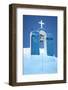 An Image of a Nice Church Bell at Santorini Greece-magann-Framed Photographic Print