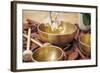 An Image of Some Singing Bowls and a White Orchid-magann-Framed Photographic Print