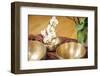 An Image of Some Singing Bowls and a White Orchid-magann-Framed Photographic Print