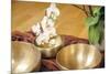 An Image of Some Singing Bowls and a White Orchid-magann-Mounted Photographic Print