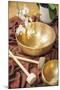 An Image of Some Singing Bowls and a White Orchid-magann-Mounted Photographic Print