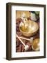 An Image of Some Singing Bowls and a White Orchid-magann-Framed Photographic Print