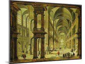 An Imaginary Church Interior with Figures-Christian Stocklin-Mounted Giclee Print