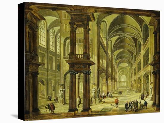 An Imaginary Church Interior with Figures-Christian Stocklin-Stretched Canvas