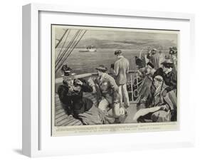An Incident of the Blockade of Crete, a British Liner Stopped by a Warship-William Small-Framed Giclee Print