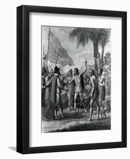 An Indian Cacique of the Island of Cuba Addressing Columbus (1451-1500) Concerning a Future State-Benjamin West-Framed Premium Giclee Print