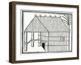 An Indian Habitation from 'La Historia General De Las Indias' 1547-Christopher Columbus-Framed Giclee Print