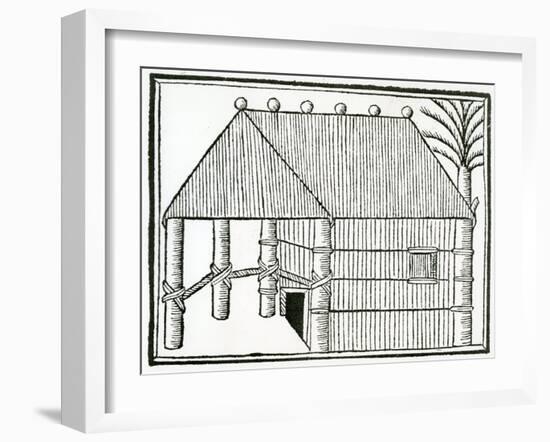 An Indian Habitation from 'La Historia General De Las Indias' 1547-Christopher Columbus-Framed Giclee Print