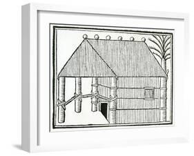 An Indian Habitation from 'La Historia General De Las Indias' 1547-Christopher Columbus-Framed Giclee Print