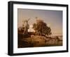 An Indian Mosque by a River with Pilgrims and an Elephant-Auguste Borget-Framed Giclee Print