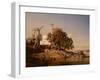 An Indian Mosque by a River with Pilgrims and an Elephant-Auguste Borget-Framed Giclee Print