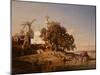 An Indian Mosque by a River with Pilgrims and an Elephant-Auguste Borget-Mounted Giclee Print