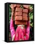 An Indian Woman Construction Worker Stacks Bricks on Her Head-null-Framed Stretched Canvas