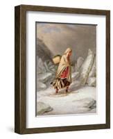 An Indian Woman Wearing Snowshoes-Cornelius Krieghoff-Framed Giclee Print