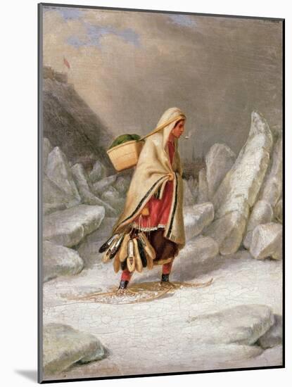 An Indian Woman Wearing Snowshoes-Cornelius Krieghoff-Mounted Giclee Print