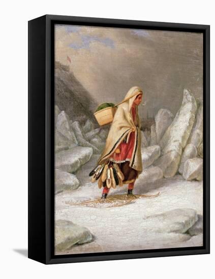 An Indian Woman Wearing Snowshoes-Cornelius Krieghoff-Framed Stretched Canvas