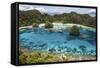 An Indonesian Pinisi Schooner in a Lagoon in Raja Ampat, Indonesia-Stocktrek Images-Framed Stretched Canvas