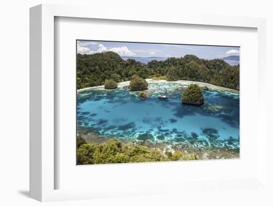 An Indonesian Pinisi Schooner in a Lagoon in Raja Ampat, Indonesia-Stocktrek Images-Framed Photographic Print