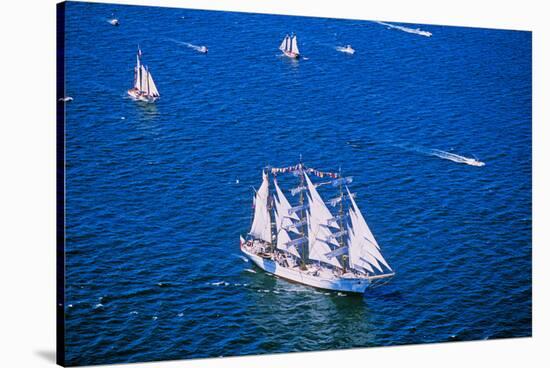 An Indonesian ship in the Liberty 100 celebration in New York City's Hudson River-null-Stretched Canvas