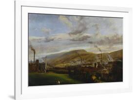 An Industrial Landscape Showing an Ironworks, with Figures and Animals in the Foreground-Penry Williams-Framed Giclee Print