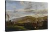 An Industrial Landscape Showing an Ironworks, with Figures and Animals in the Foreground-Penry Williams-Stretched Canvas