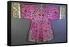 An Informal Robe of Mauve Satin Woven with a Floral Damask Repeat, Embroidered with Pheasants,…-null-Framed Stretched Canvas