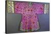 An Informal Robe of Mauve Satin Woven with a Floral Damask Repeat, Embroidered with Pheasants,…-null-Stretched Canvas