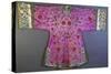 An Informal Robe of Mauve Satin Woven with a Floral Damask Repeat, Embroidered with Pheasants,…-null-Stretched Canvas