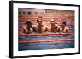 An Intercollegiate Team Locks Arms after Winning Medley Relay, 1964 Summer Olympics, Tokyo, Japa-Art Rickerby-Framed Photographic Print