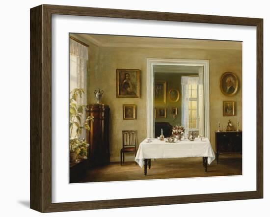 An Interior, (Oil on Canvas)-Hans Hilsoe-Framed Giclee Print