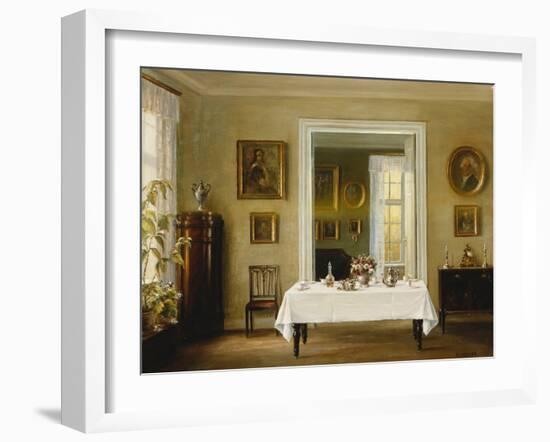 An Interior, (Oil on Canvas)-Hans Hilsoe-Framed Giclee Print