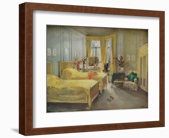 An Interior Scene: a bedroom designed by Mme. Gloria Silva at the Hotel Metropole, London, (1922)-Charles Sims-Framed Giclee Print