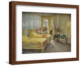 An Interior Scene: a bedroom designed by Mme. Gloria Silva at the Hotel Metropole, London, (1922)-Charles Sims-Framed Giclee Print