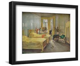 An Interior Scene: a bedroom designed by Mme. Gloria Silva at the Hotel Metropole, London, (1922)-Charles Sims-Framed Giclee Print