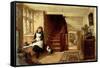 An Interior with a Girl Playing with Cats-Robert Collinson-Framed Stretched Canvas