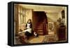 An Interior with a Girl Playing with Cats-Robert Collinson-Framed Stretched Canvas