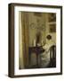 An Interior with a Girl Reading at a Desk-Carl Holsoe-Framed Giclee Print