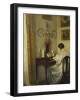 An Interior with a Girl Reading at a Desk-Carl Holsoe-Framed Giclee Print