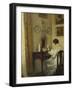 An Interior with a Girl Reading at a Desk-Carl Holsoe-Framed Giclee Print