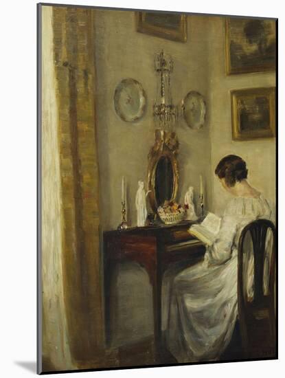 An Interior with a Girl Reading at a Desk-Carl Holsoe-Mounted Giclee Print