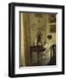 An Interior with a Girl Reading at a Desk-Carl Holsoe-Framed Premium Giclee Print