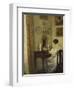 An Interior with a Girl Reading at a Desk-Carl Holsoe-Framed Premium Giclee Print
