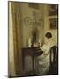 An Interior with a Girl Reading at a Desk-Carl Holsoe-Mounted Premium Giclee Print