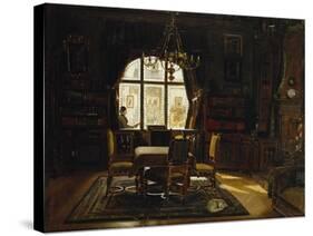 An Interior with a Lady Reading by a Window-Rudolf Konopa-Stretched Canvas