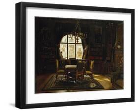 An Interior with a Lady Reading by a Window-Rudolf Konopa-Framed Giclee Print