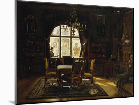 An Interior with a Lady Reading by a Window-Rudolf Konopa-Mounted Giclee Print