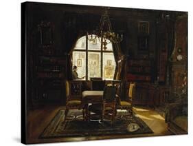 An Interior with a Lady Reading by a Window-Rudolf Konopa-Stretched Canvas